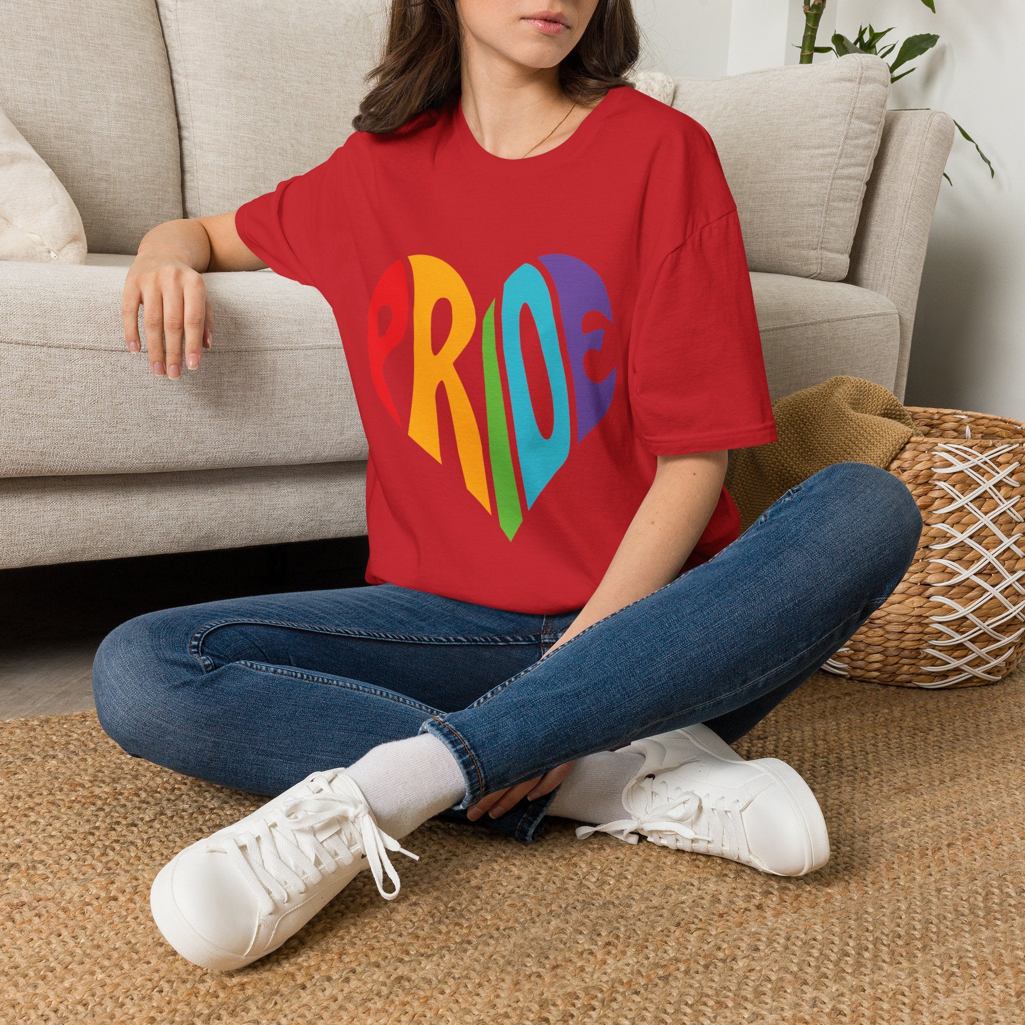 Pride Heart T-Shirt — Rainbow "PRIDE" Graphic Tee unisex fit