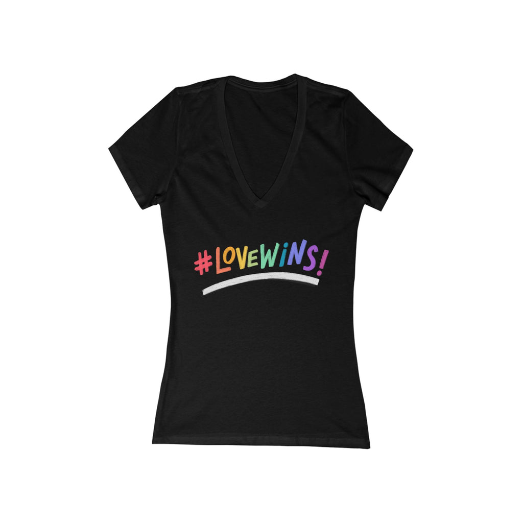 Pride Heart V-Neck Tee — #LoveWins Rainbow  T-Shirt Feminine Fit