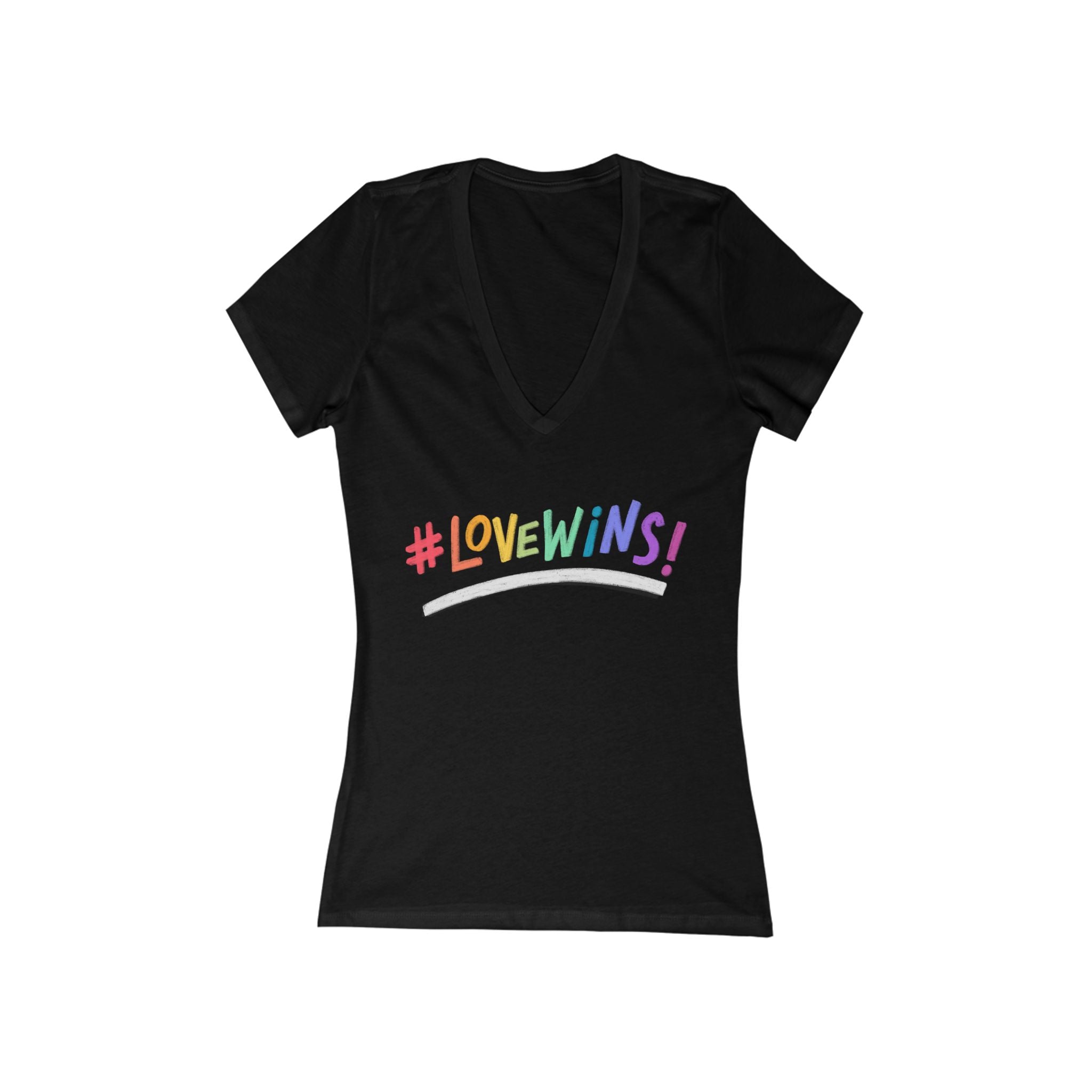 Pride Heart V-Neck Tee — #LoveWins Rainbow  T-Shirt Feminine Fit