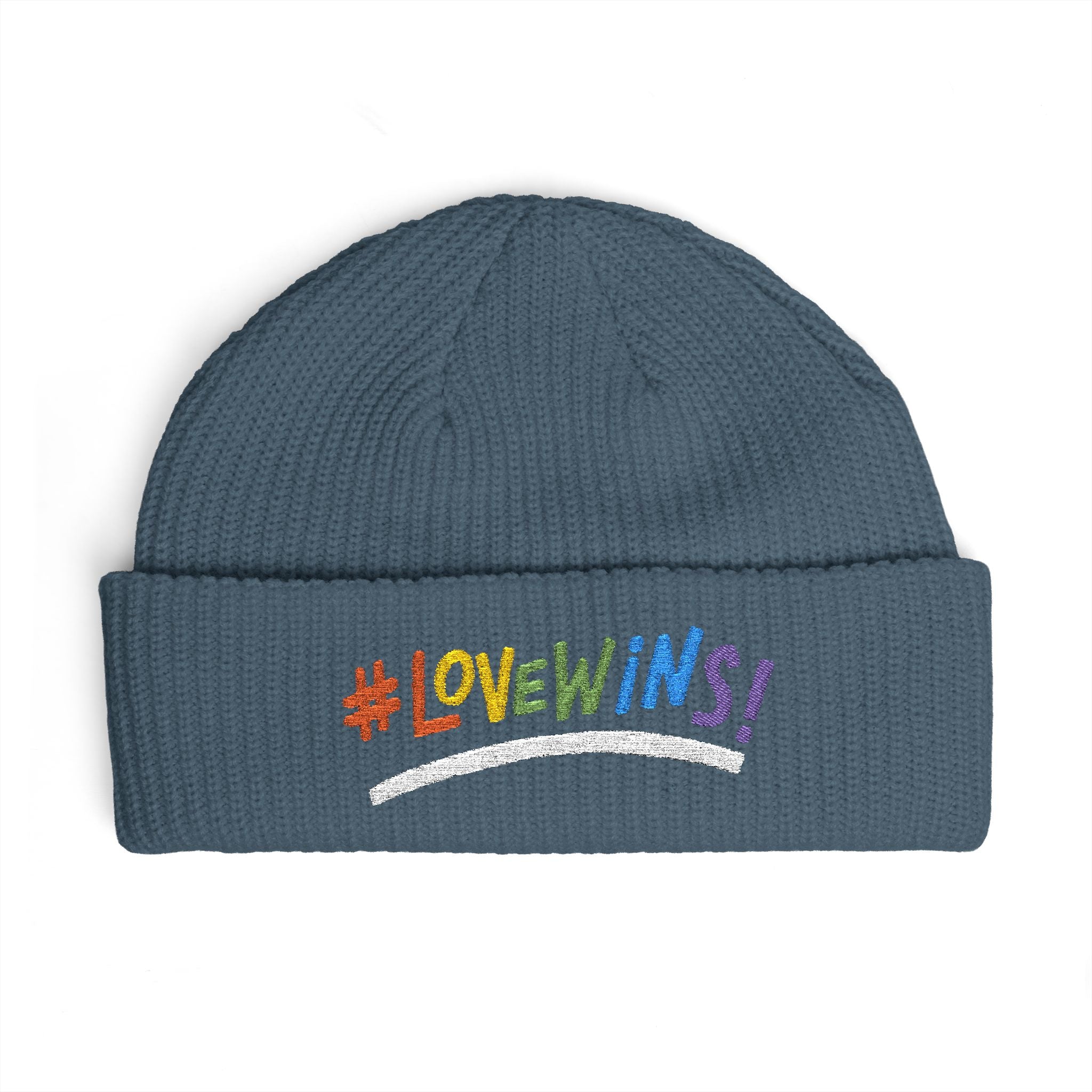 Pride Heart Cuff Beanie — #LOVEWINS Embroidered Knit Hat