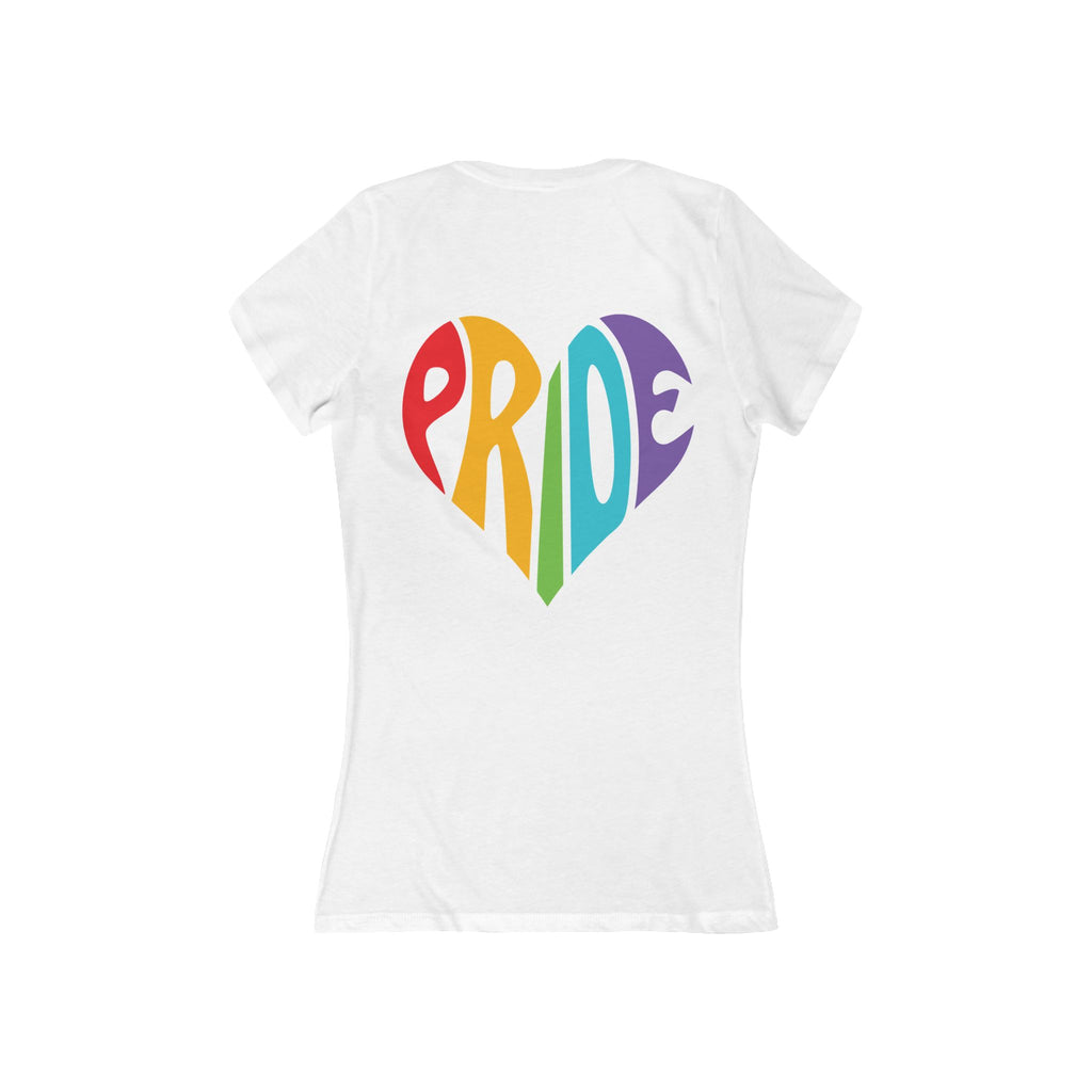 Pride Heart V-Neck Tee — #LoveWins Rainbow  T-Shirt Feminine Fit