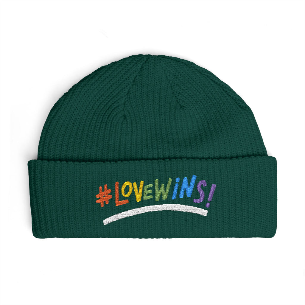 Pride Heart Cuff Beanie — #LOVEWINS Embroidered Knit Hat