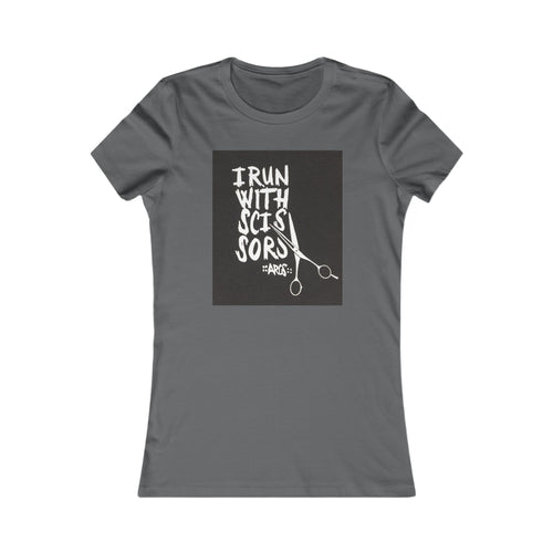 "I Run With Scissors" Women's T-Shirt Hairdresser Scissors Tee