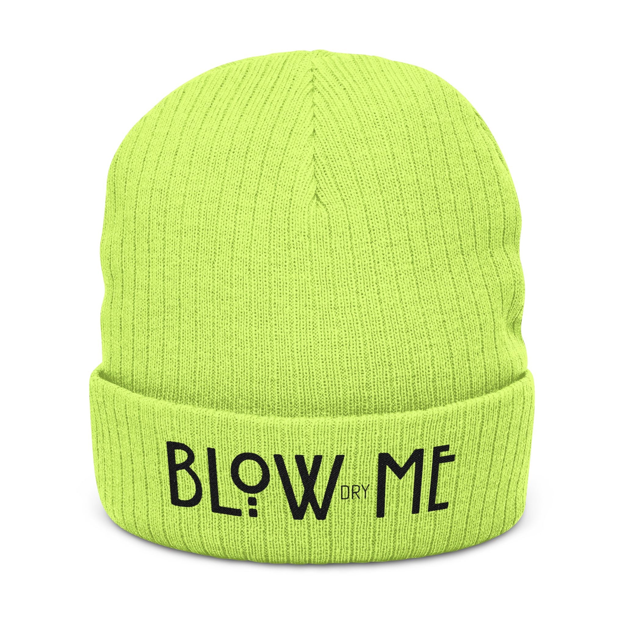 Embroidered 'BLOW ME' Ribbed Knit Beanie — Novelty Winter Hat