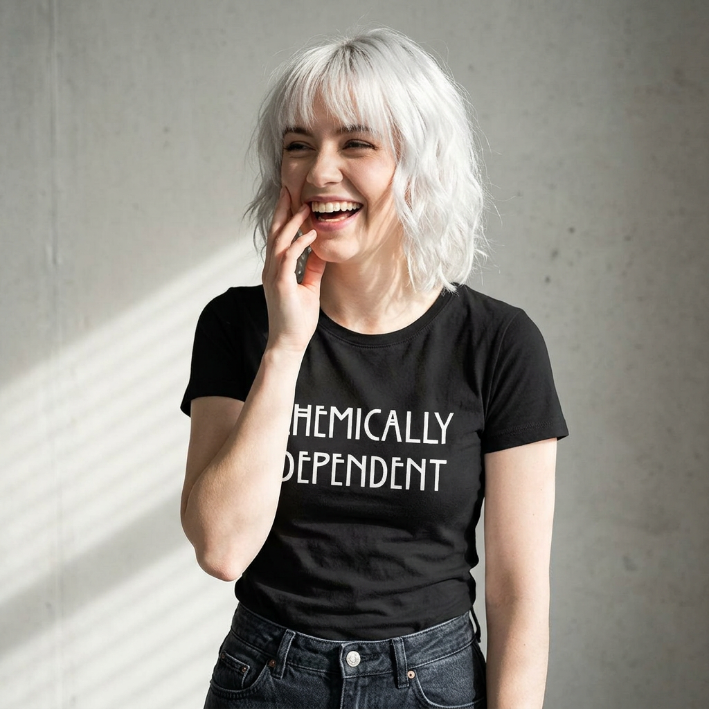 Chemically Dependent Baby Tee — Micro Rib Cropped Graphic Tee