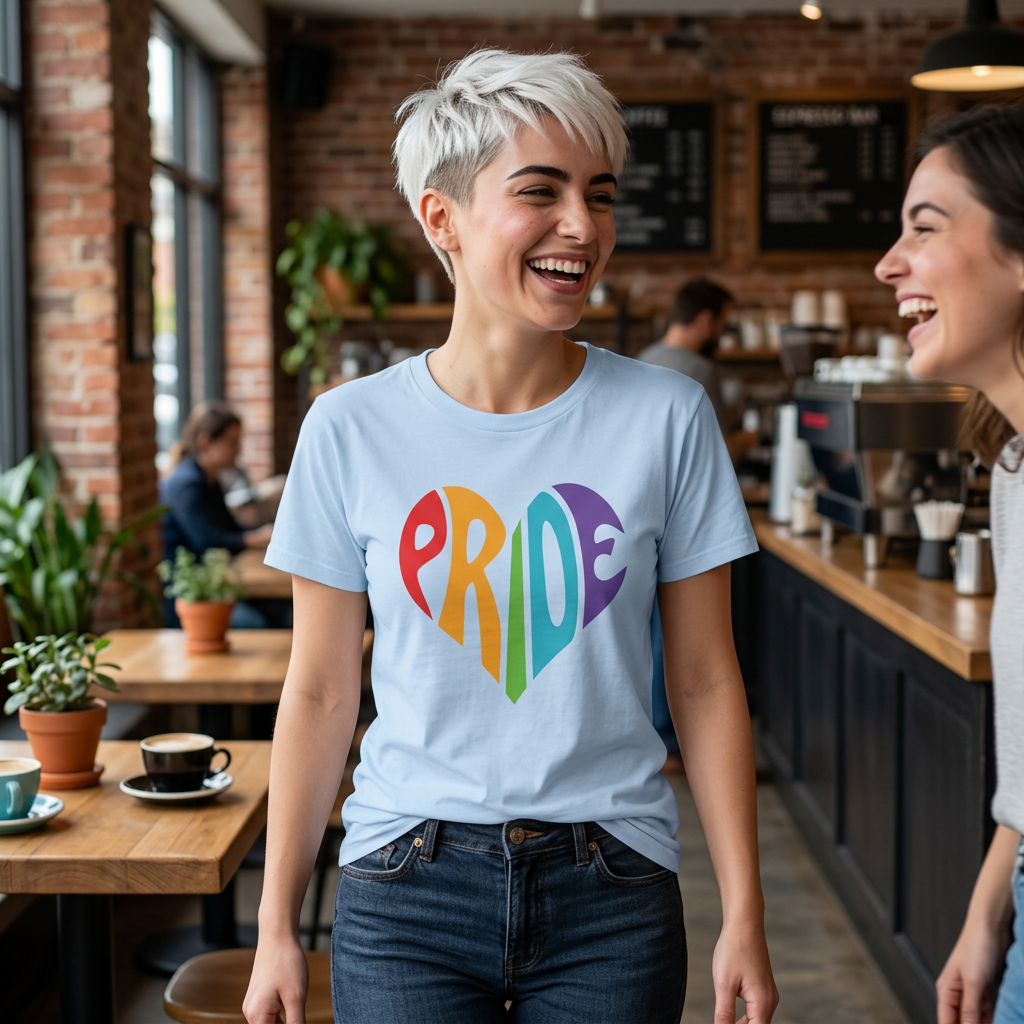 Pride Heart T-Shirt — Rainbow "PRIDE" Graphic Tee unisex fit