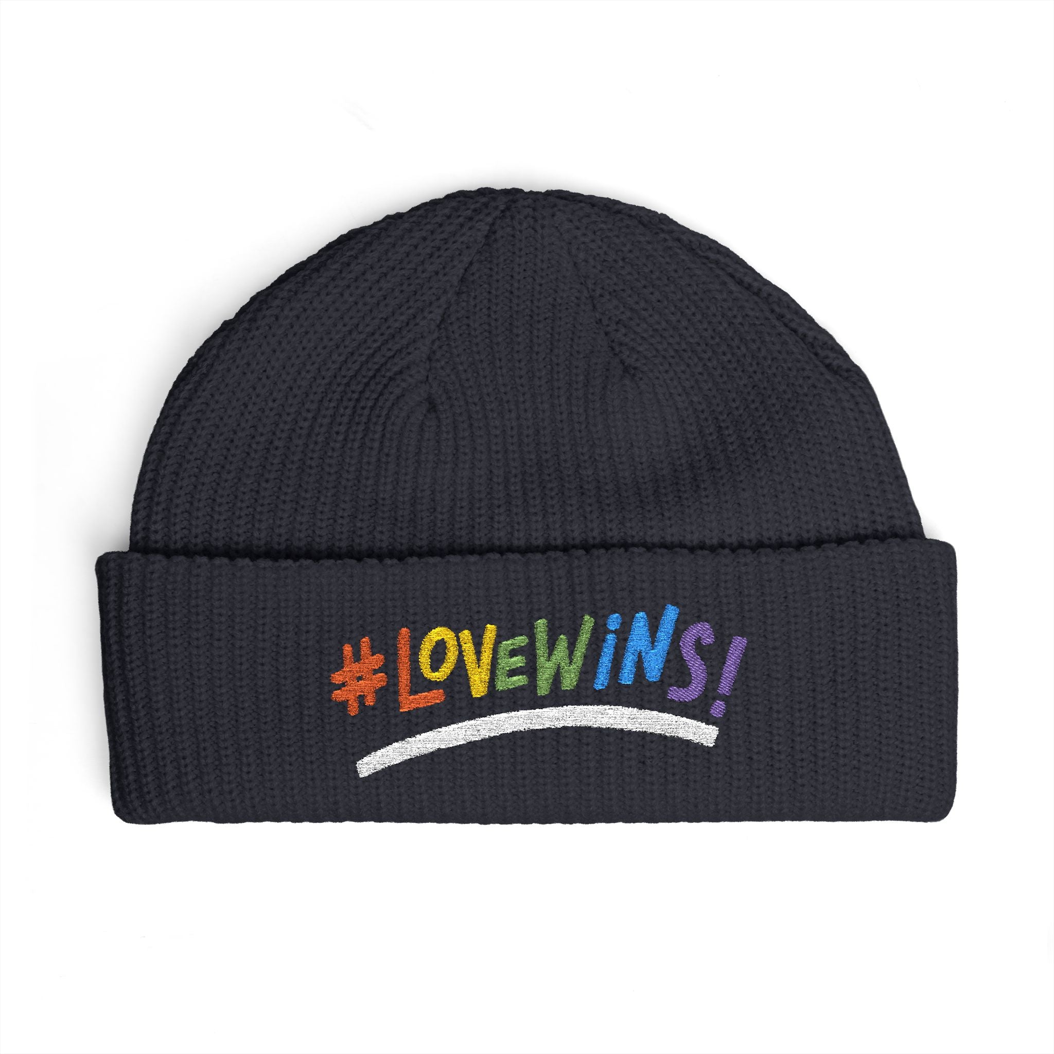 Pride Heart Cuff Beanie — #LOVEWINS Embroidered Knit Hat