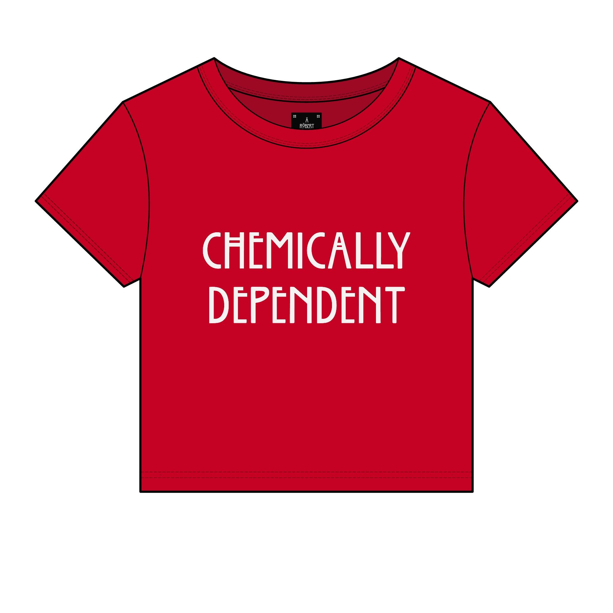 Chemically Dependent Baby Tee — Micro Rib Cropped Graphic Tee