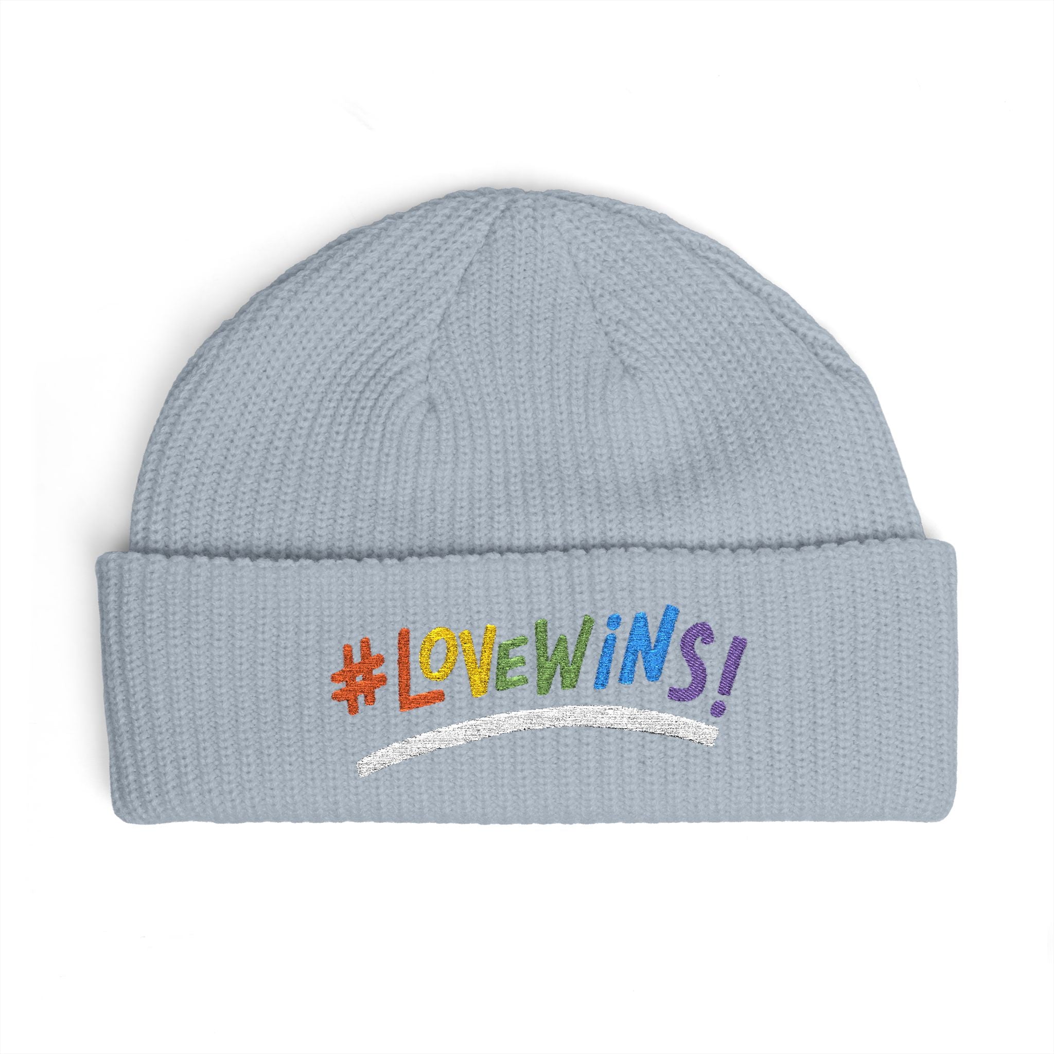Pride Heart Cuff Beanie — #LOVEWINS Embroidered Knit Hat