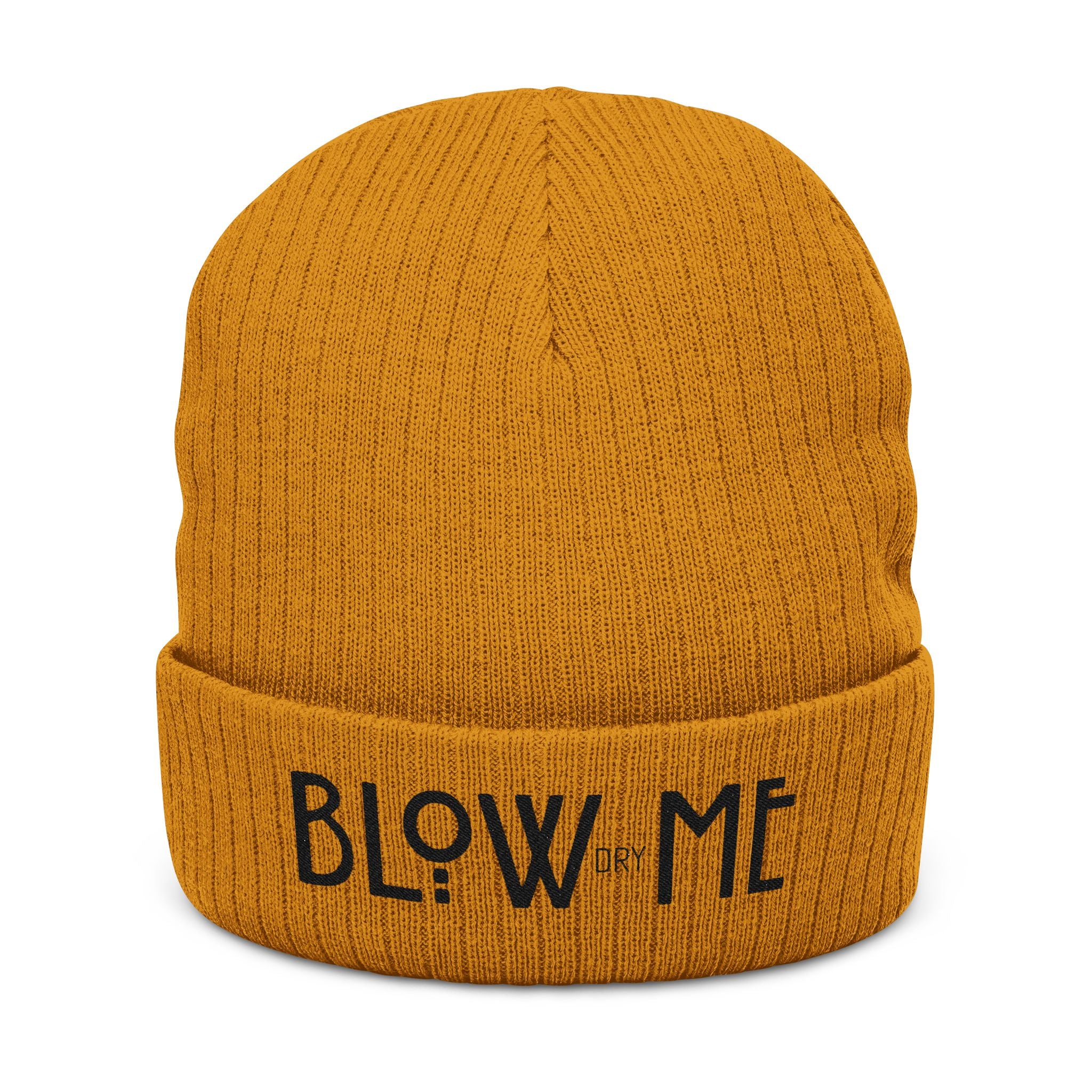 Embroidered 'BLOW ME' Ribbed Knit Beanie — Novelty Winter Hat