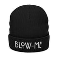 Embroidered "Blow dry Me" Ribbed Knit Beanie