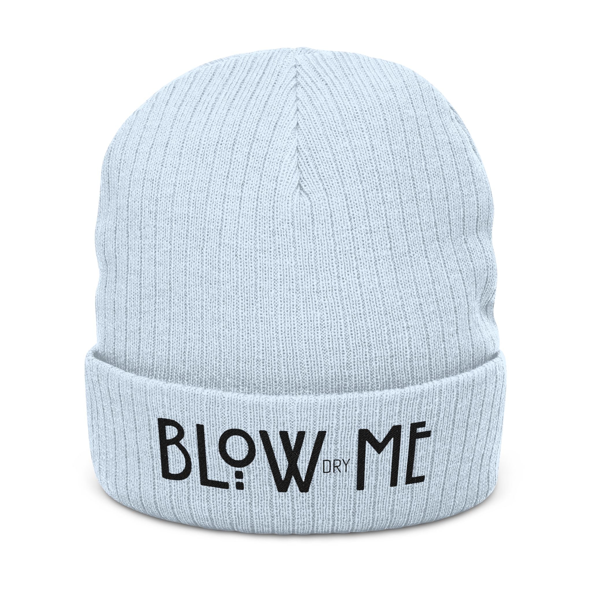 Embroidered 'BLOW ME' Ribbed Knit Beanie — Novelty Winter Hat
