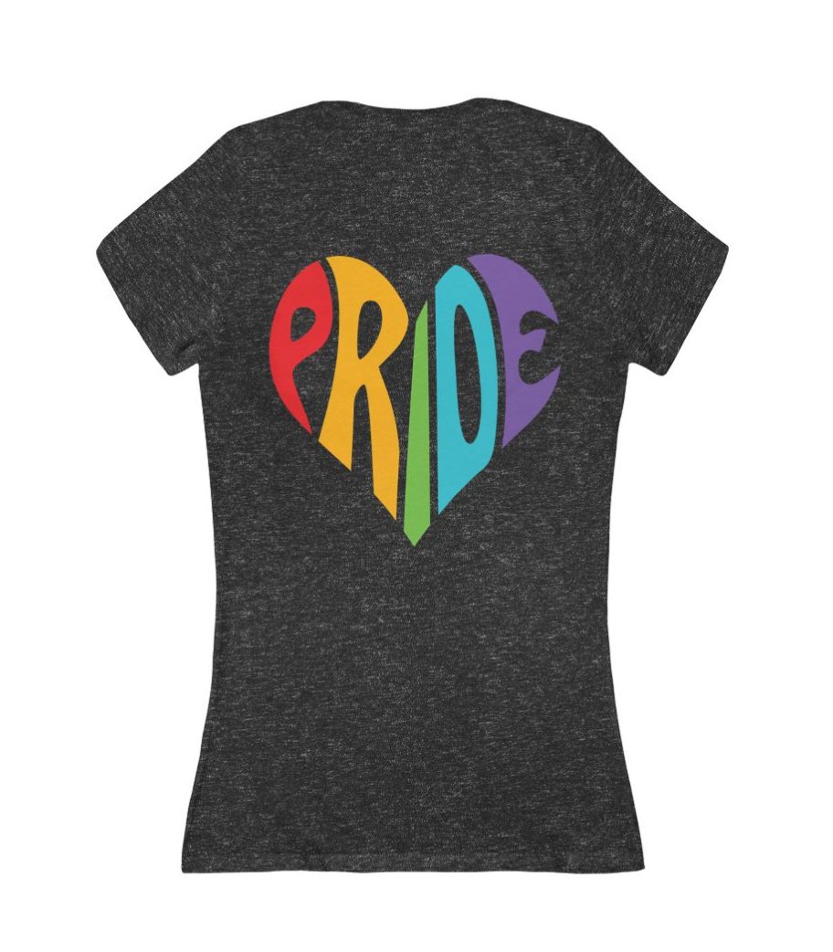 Pride Heart V-Neck Tee — #LoveWins Rainbow  T-Shirt Feminine Fit